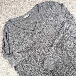 Lucky Brand‎ Womens Gray V Neck Long Sleeve Knit Top Casual XXL